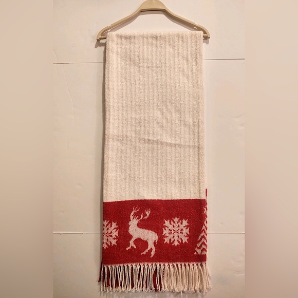 🎁Texteis Penedo Holiday Throw Blanket - Ivory Weave Inset  with Adorned Border - Picture 2 of 11